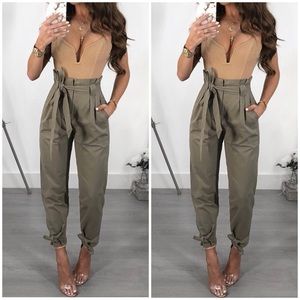 Olive green high waisted pants